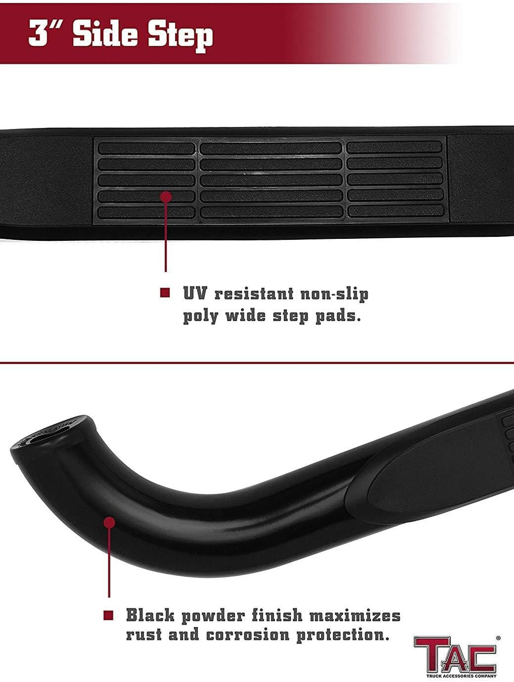 TAC Side Steps Compatible with 2004-2010 Dodge Durango | 2006-2010 Chrysler Aspen 3 inches Black Side Bars Nerf Bars Step Rails Running Boards Off Road Automotive Exterior Accessories (2 Pieces)