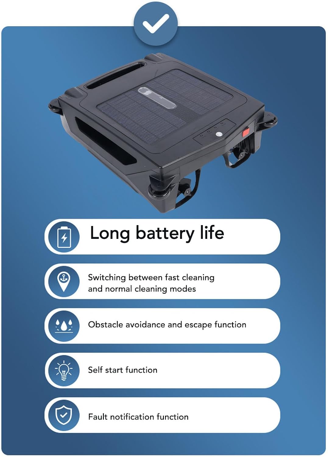 Naroote Solar Swimming Pool Surface Cleaning Robot, Automatic Rechargeable Cordless Robotic Pool Cleaner with Dual Charging Functionality & 5 Hours Continuous Cleaning (US Plug)