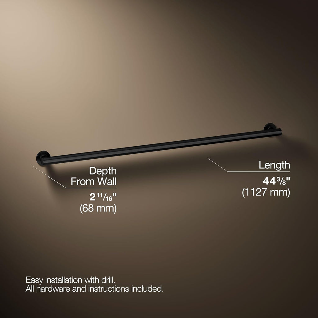 KOHLER 11896-BL Purist 42' Grab Bar for Bathtubs and Showers, Wall-Mount Grab Bars for Bathroom, Matte Black