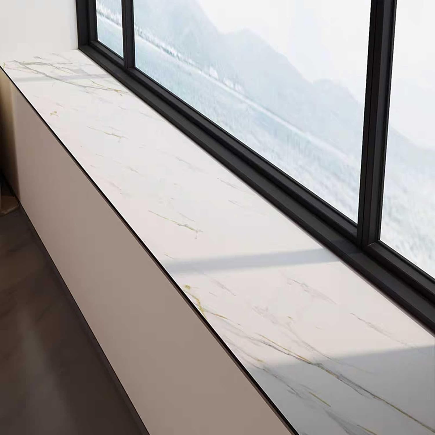Drsyffsup Bay Window Cushion Cover, 3.5mm Thick Window Sill Absorbent Mat Protector with Non-Slip Backing, Household Windowsill Pad for Decor Casement, Tile Patterns(24x71in/60x180cm)