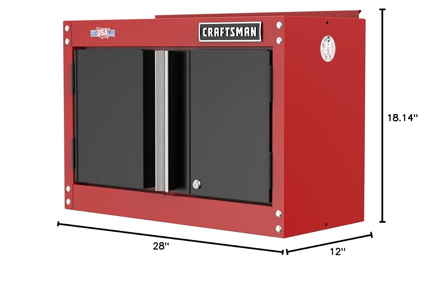 CRAFTSMAN Garage Storage Cabinet, Metal, Wall Mounted, 2-Door (CMST21802RB)