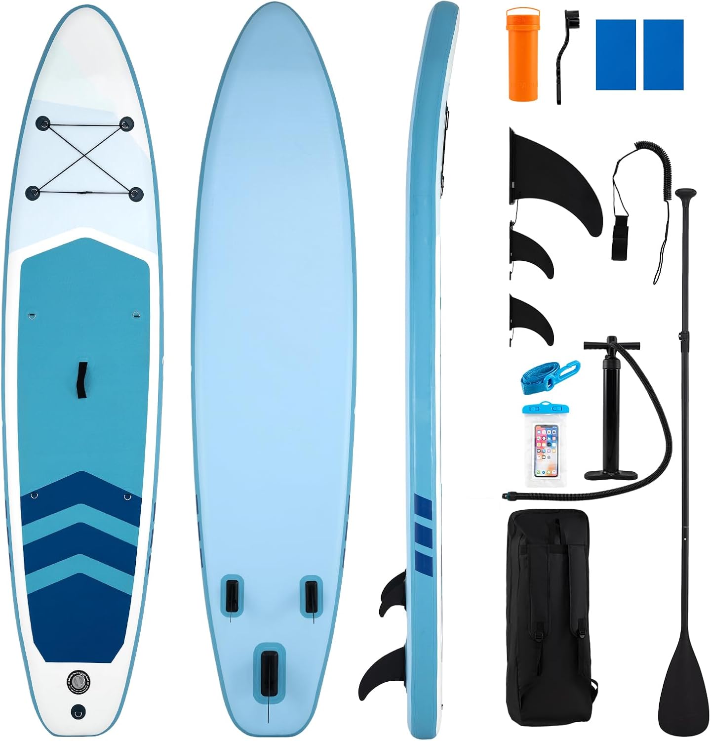 GYMAX Paddle Board, Inflatable Stand Up Paddle Board with SUP Accessories, Removable Fin, Paddle, Pump, Leash & Carry Bag, Blow Up Paddle Boards Standing Boat