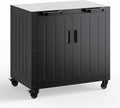 Garvee Grill Table, Outdoor Grill Cart Bar Cart with Storage Cabinet for Grilling Accessories, Outdoor Cooking Table, Made Entirely of Stainless Steel, for Kitchen Prep, Working Table, Lawn & Garden