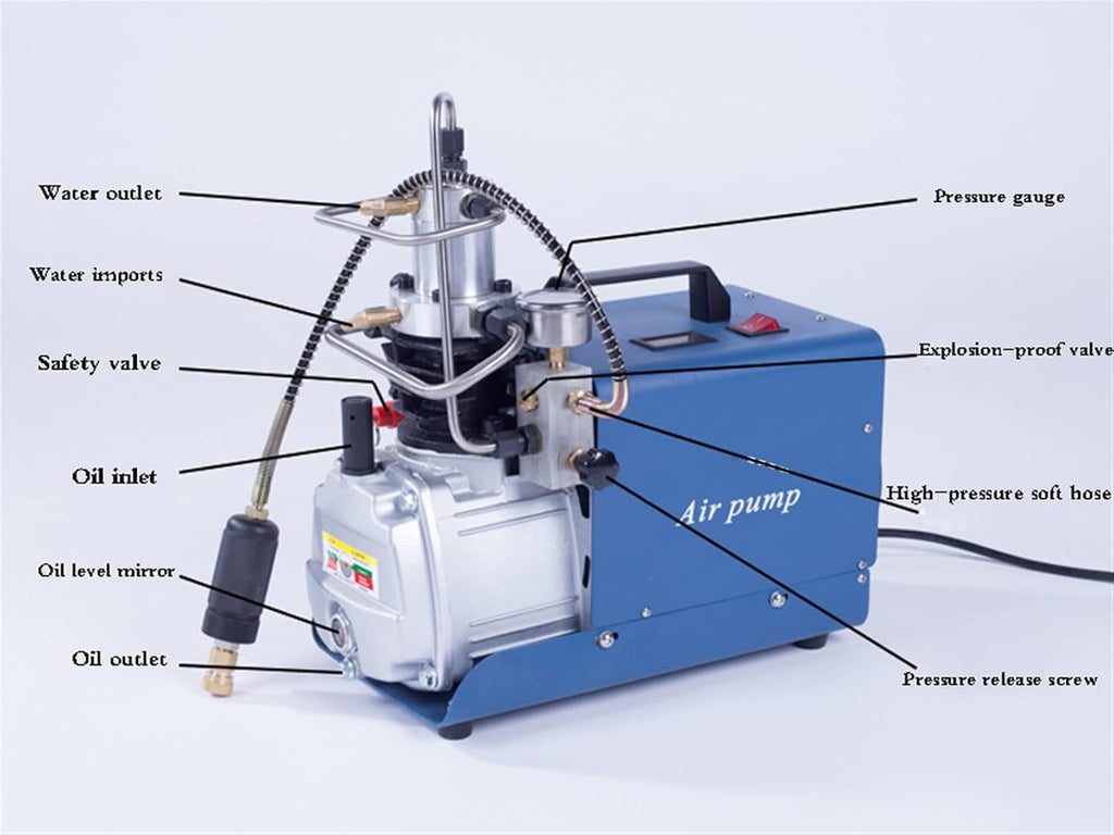 High Pressure Air Pump 30MPA 1.8KW Electric Air Compressor Pneumatic PCP Inflator 220v/110v 40L/50L/MIN(Automatic Shutdown,110V)
