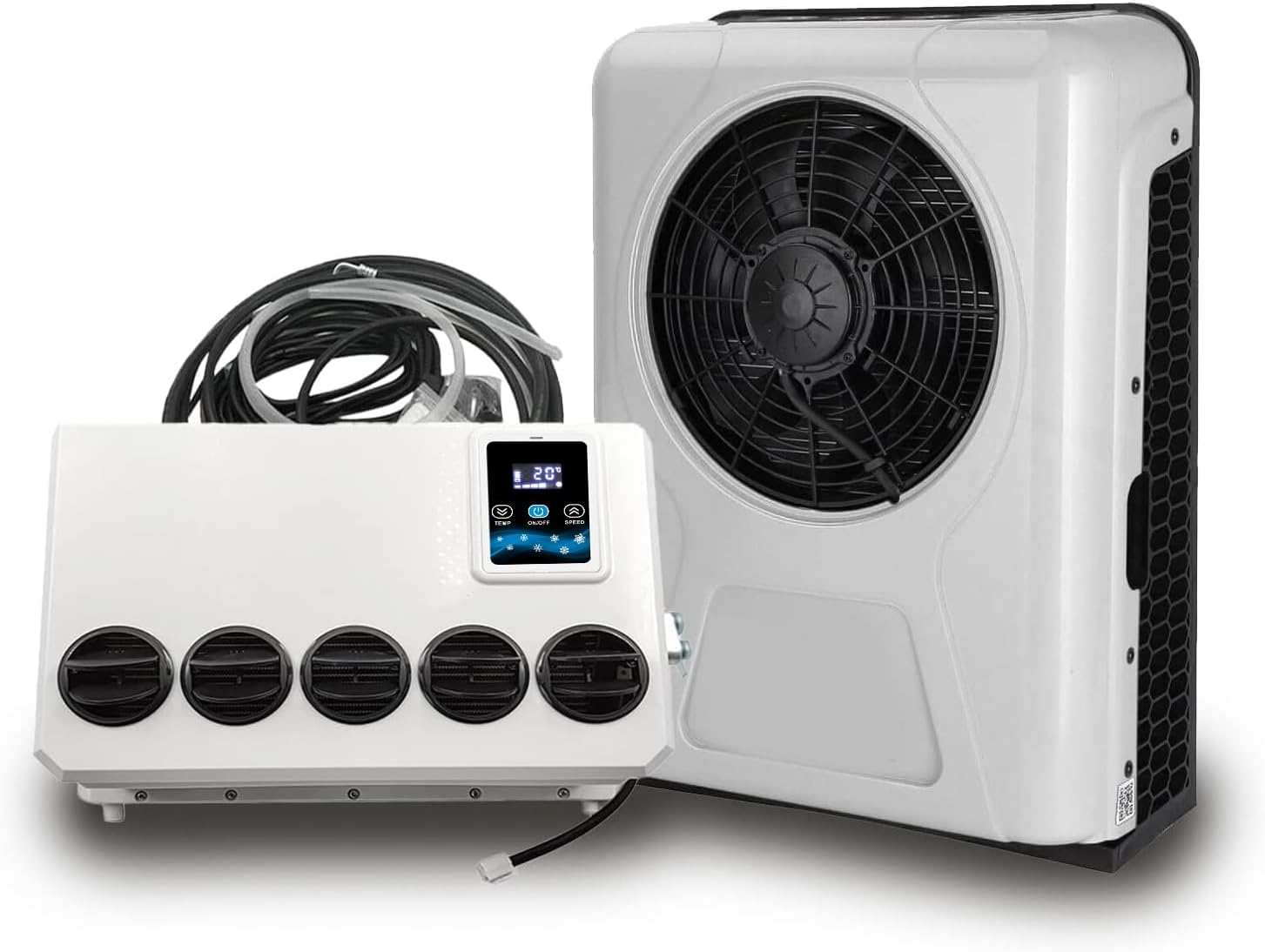 12v Truck air conditioner 8000BTU 12V dc air conditioning 12 Volt Electric split parking ac unit for semi truck Camper Van Automotive Bus Motorhome RV Boat Trailer