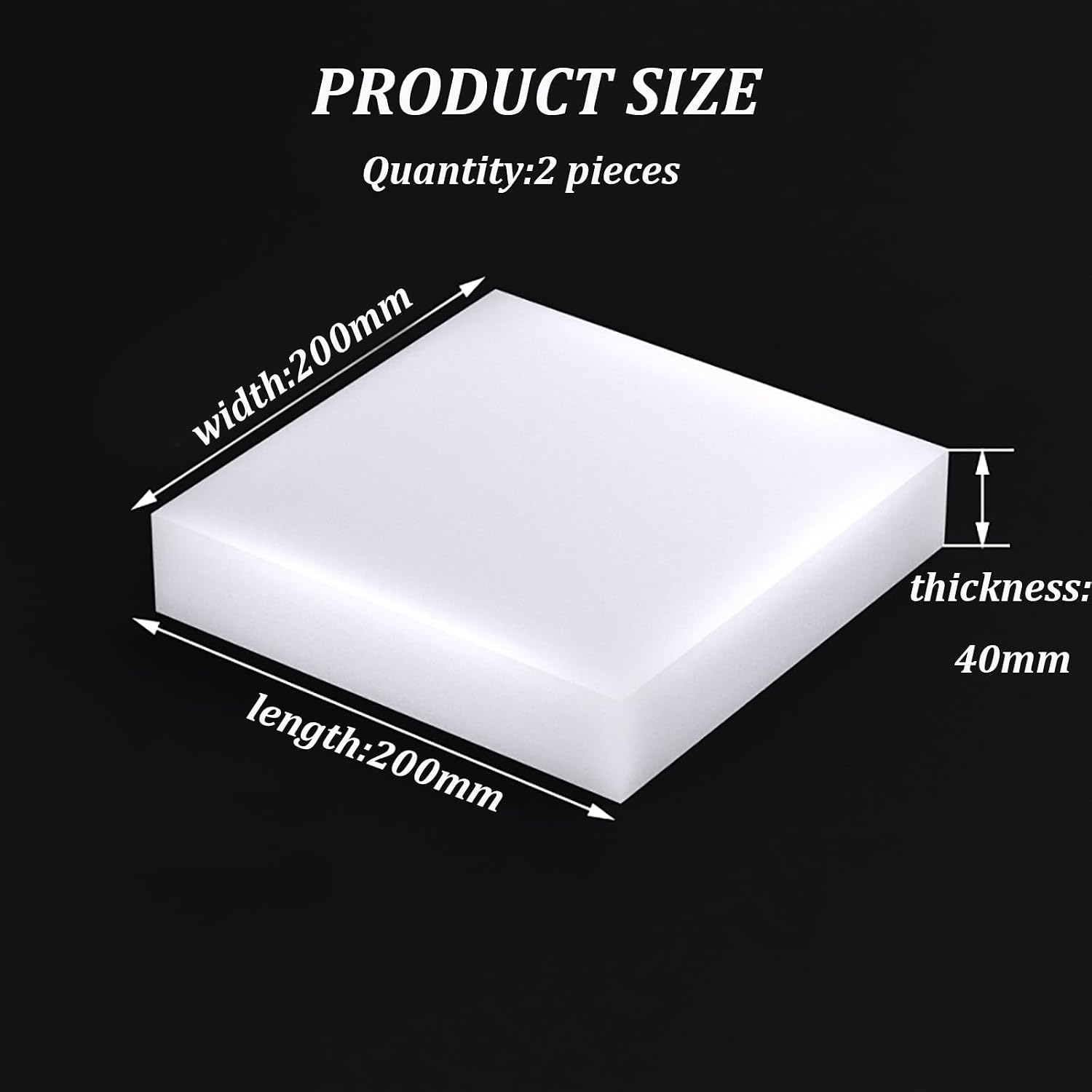 2-Pack White Silicone Cushion Pads 200mm x 200mm Thickness 12mm to 50mm Shock-Absorbing, Non-Slip Rubber Pads for Furniture, Machines, Electronics,35mm(40mm)