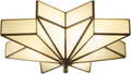Star Vintage Bronze Ceiling Light - 19.7 Inch Large Milk Glass Antique Flush Mount Fixture - Mid Century Black Art Deco Lighting for Kitchen Hallway Bedroom Bathroom Laundry Entryway Farmhouse Hall