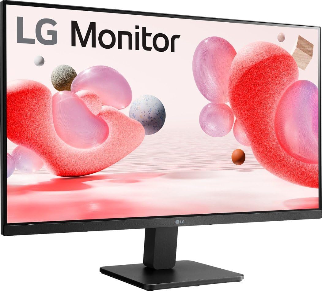 LG 27 inch Monitor, FHD IPS Display, 100Hz, 5ms, AMD FreeSync Premium, HDMI, 3-Side Virtually Borderless Design, Black, with HDMI Cable