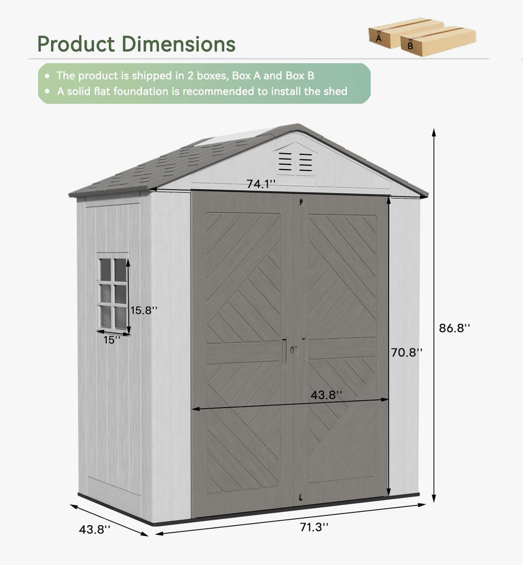 KINYING 6x4 FT Outdoor Storage Shed,Resin Clearance Outdoor Sheds with Floor,Weather Resistant Garden Tool Shed for Lawn Mower/Bike Storage/Pool Supplies,Lockable