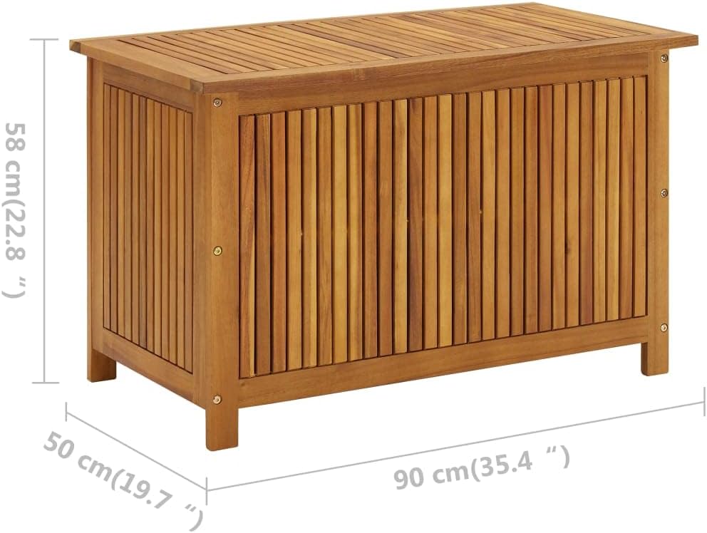 Solid Wood Patio Storage Box Outdoor Storage Bench, Solid Acacia Wood Deck Box, Wooden Outdoor Storage Organization Box with Liftable Top for Garden,Patio,Backyard, 35.4'x19.7'x22.8'