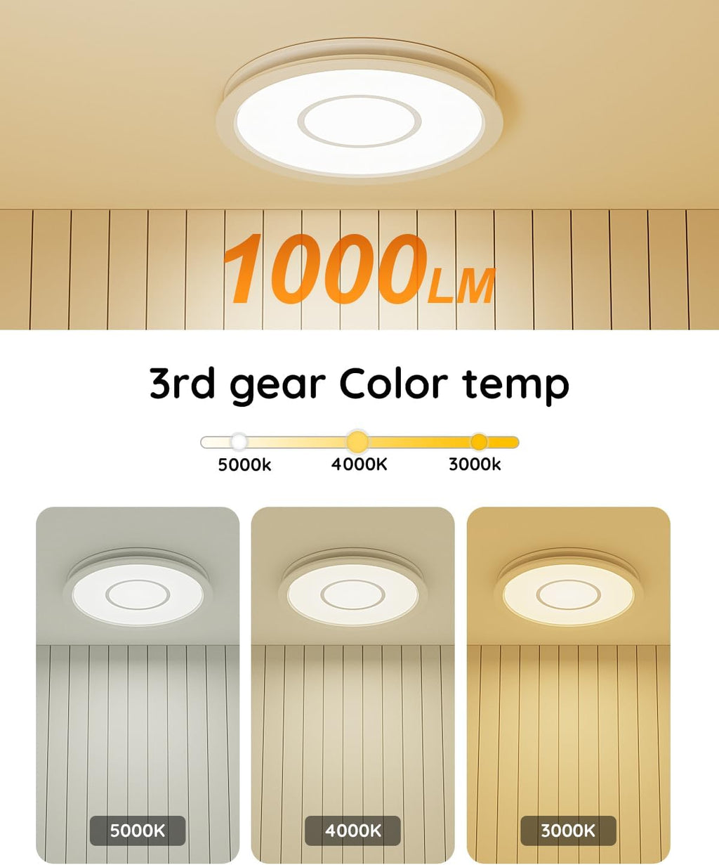Fitop Bathroom Exhaust Fan with Light, 130 CFM 47W Ceiling Mount Shower Ventilation Exhaust Fan, 1.5 Sones Bathroom Vent Fan with Light, 1100LM LED Light 3000K/4000K/5000K (Silver)