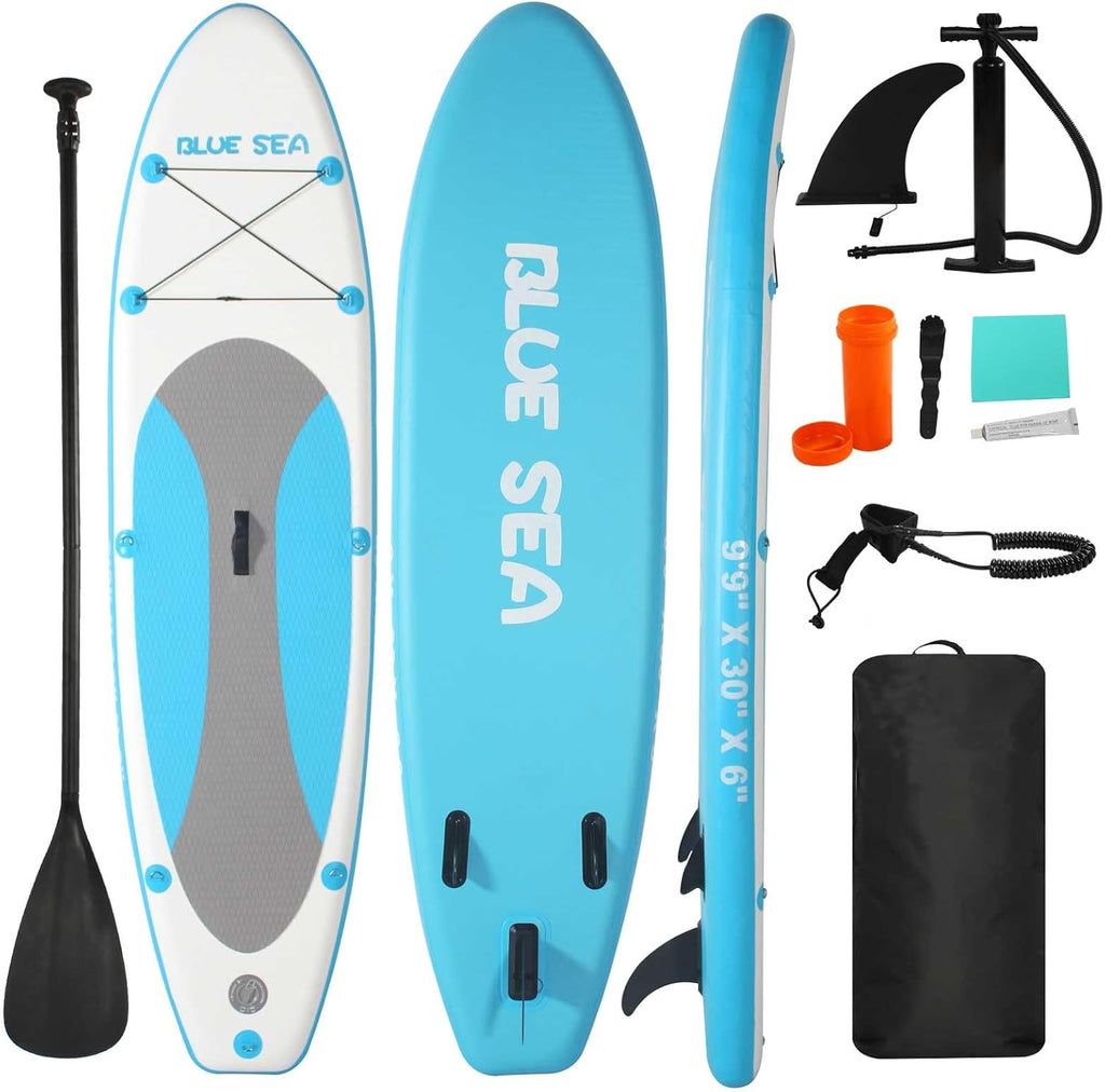Inflatable Stand up Paddle Board, Extra Wide SUP, with Premium Paddleboard Accessories, Hand Pump, Backpack, Adult & Youth, for Yoga Fishing Paddling