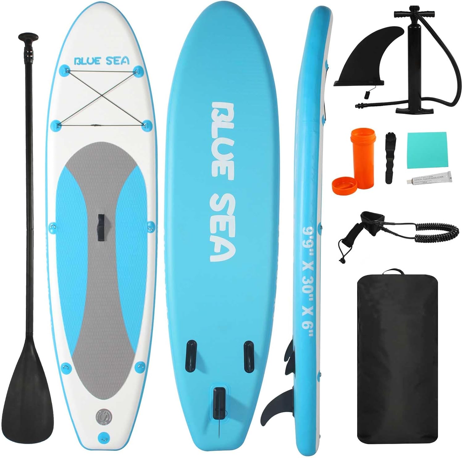 Inflatable Stand up Paddle Board, Extra Wide SUP, with Premium Paddleboard Accessories, Hand Pump, Backpack, Adult & Youth, for Yoga Fishing Paddling