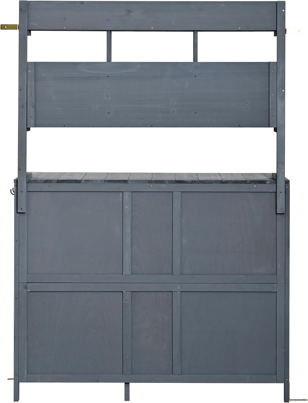 65' H Large Patio Potting Bench, Farmhouse Garden Workstation with 6 Drawers, Bottom Cabinet and Side Hook, Adjustable Shelf, Fir Wood Frame Outdoor Kitchen Island (Gray/101)