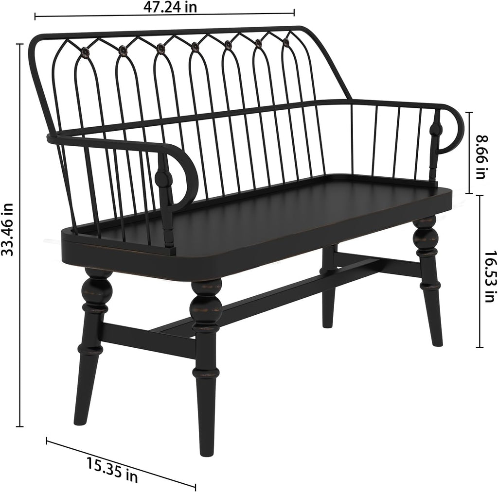 DIBRATY Entryway Bench,Spindle Back Wooden Dinning Bench, Farmhouse Foyer Bench for Entryway, Living Room, Dinning Room, Mudroom