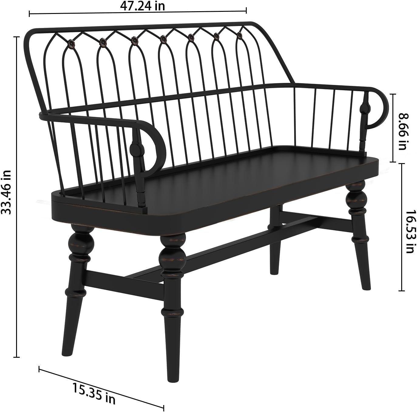 DIBRATY Entryway Bench,Spindle Back Wooden Dinning Bench, Farmhouse Foyer Bench for Entryway, Living Room, Dinning Room, Mudroom