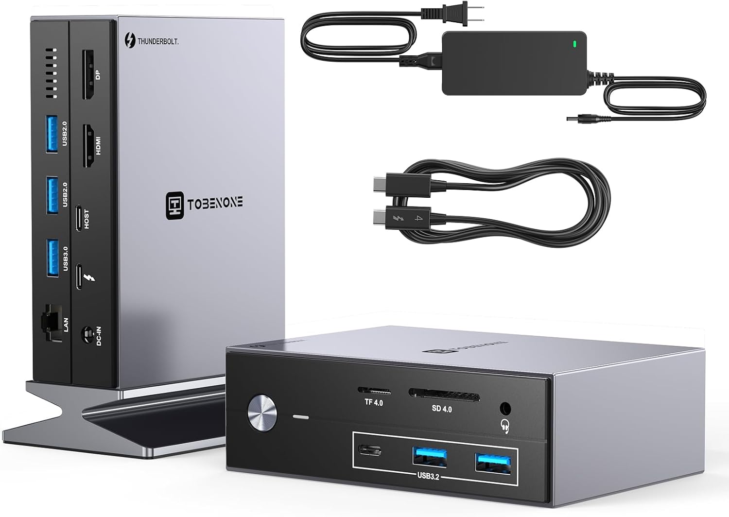 TobenONE Thunderbolt 4 Dock with Power Adapter, Thunderbolt Certified, Dual/Triple 4K@60Hz Monitor Docking Station for Windows, Mac, and Chrome (40Gbps, HDMI, DP, 6xUSB Ports, SD/TF4.0)