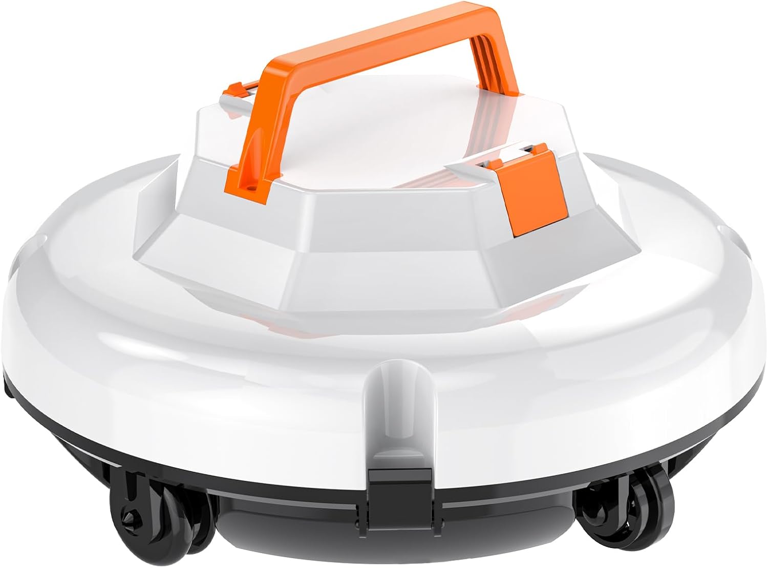 Robot Pool Vacuum for Above Ground Pool, Cordless Robotic Pool Cleaner Dual Motors, 130 Mins Runtime, Auto-Dock, Automatic Pool Vacuum Cleaner (White Orange)