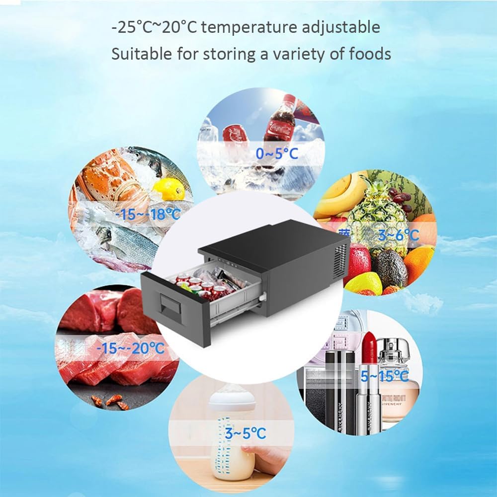 Drawer Auto Car Refrigerator 12V/24V Outdoor Picnic Cooler 22L Compressor Portable Freezer Fridge Quick Refrigerate Travel