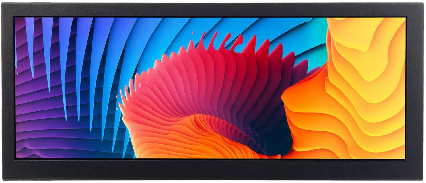 VSDISPLAY 12.3'' Portable IPS LCD Monitor 1920x720 Stretched Bar Display VS123ZJ-V823 with USB Video Input,Supports 180 Degree Image Rotation,as an Extra Screen for PC Laptop Game Cabinet
