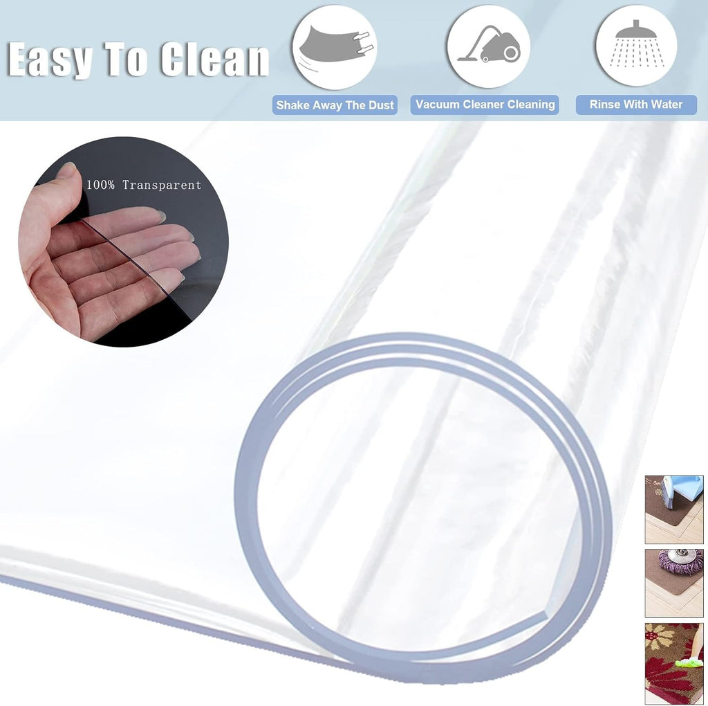 Vinyl Clear Desk Chair Mat for Carpet, Wood/Tile Floor Protector, Kitchen Countertop Mat Tabletop Cover Furniture/Cabinet/Shelf Top Protection Pad, Runner Rug Non-Slip (Color : Clear, Size : 4x14f