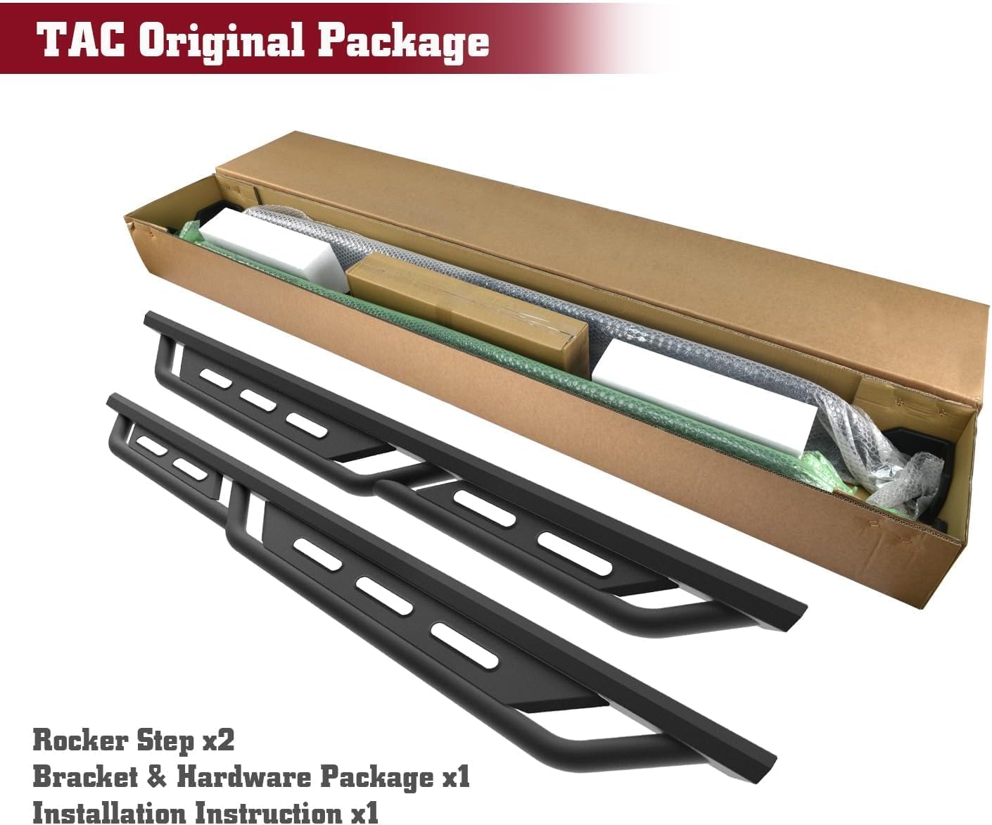 TAC Running Boards Compatible with 2019-2026 Ranger Supercrew Cab| Rocker Steps| Side Steps| Nerf Bars| Rocker Slider| Pickup Truck Exterior Accessories| Fine Texture Black (2pcs)