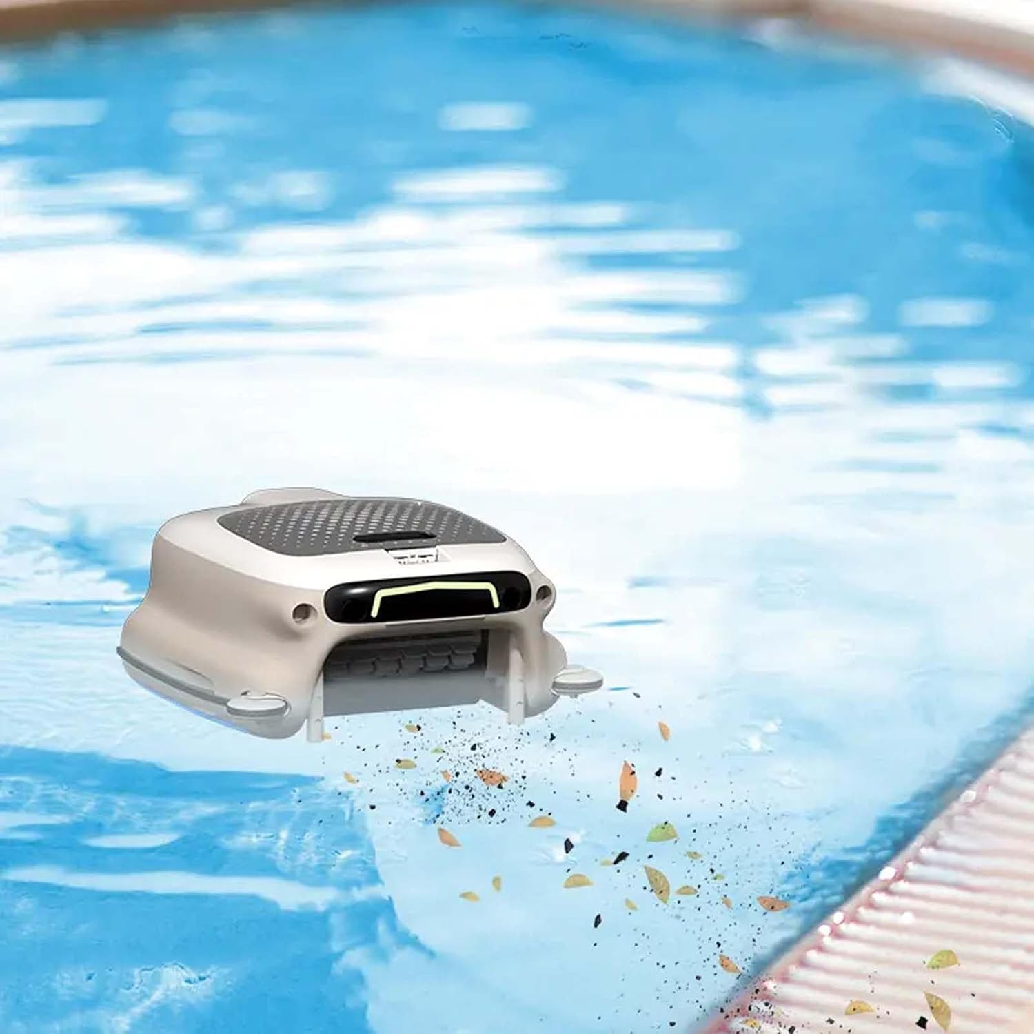Automatic Pool Cleaner Robotic, Swimming Pool Cleaning Filter, Cordless Floating Skimmer,for Above Ground Pools Up to 2000 Sq.Ft