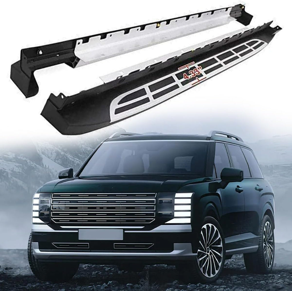Running Boards for 2026 Hyundai Palisade, 2PCs Fixed Side Steps Side Pedal Rail Board | No Drill Bolt-On Kit | SUV Rail Board Accessories Silver (1 Set)