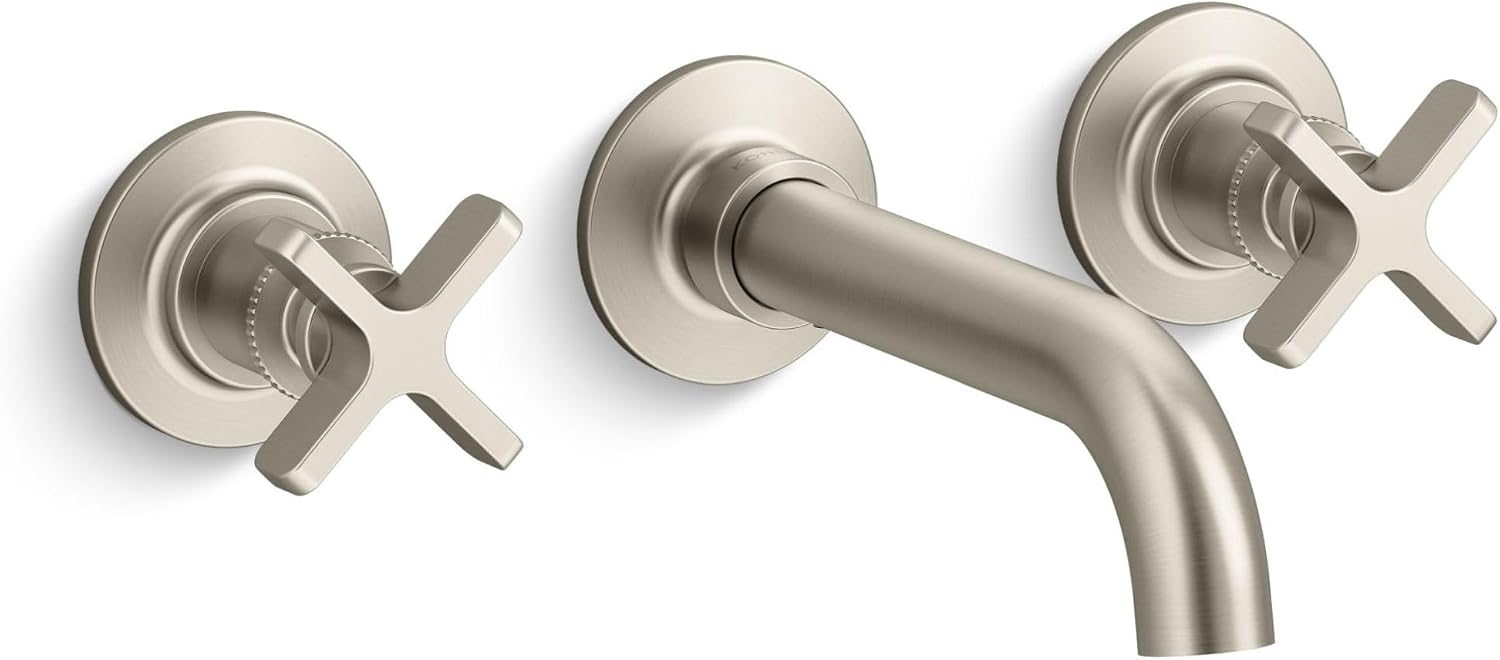 Kohler KT35909-3-BN Castia by Studio McGee 1.2 GPM Wall Mounted Widespread Bathroom Faucet Vibrant Brushed Nickel