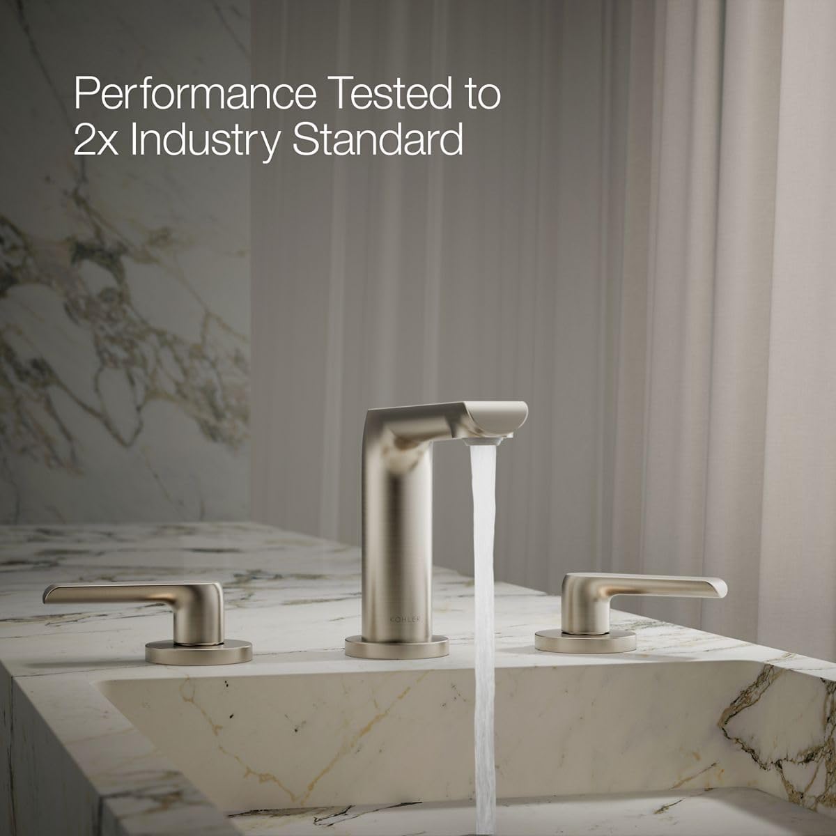 KOHLER K-97352-4N-BN Avid™ Widespread Bathroom Sink Faucet, 0.5 GPM, Minimalist Design, Premium Durable Metal, Corrosion Resistant, Vibrant Brushed Nickel