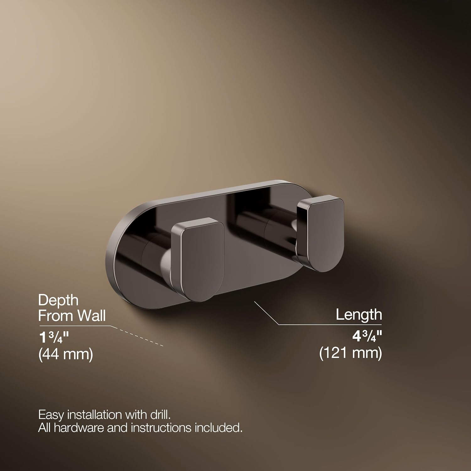 Kohler 73146-TT Composed® Double Robe Hook, Vibrant Titanium