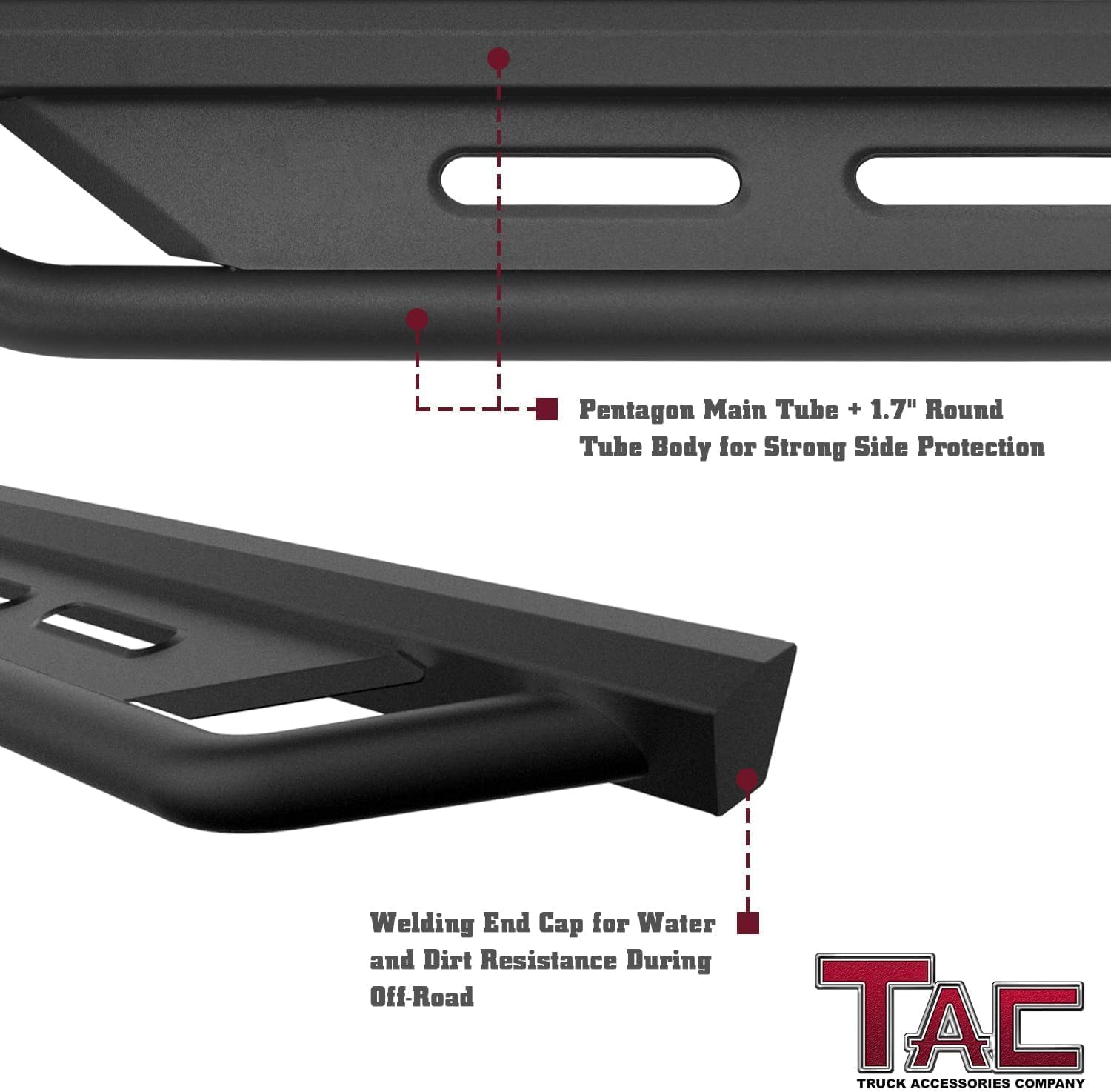 TAC Running Boards Compatible with 2019-2026 Ranger Supercrew Cab| Rocker Steps| Side Steps| Nerf Bars| Rocker Slider| Pickup Truck Exterior Accessories| Fine Texture Black (2pcs)
