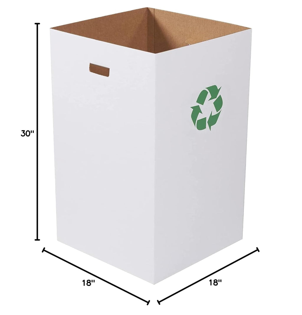 Box USA 40 Gallon 18' L x 18' W x 30' H 10-Pack Cardboard Trash Cans and Recycling Bins, Reusable or Disposable Pop Up Garbage Boxes for Parties, Outdoor Events, Heavy Duty, Recycle