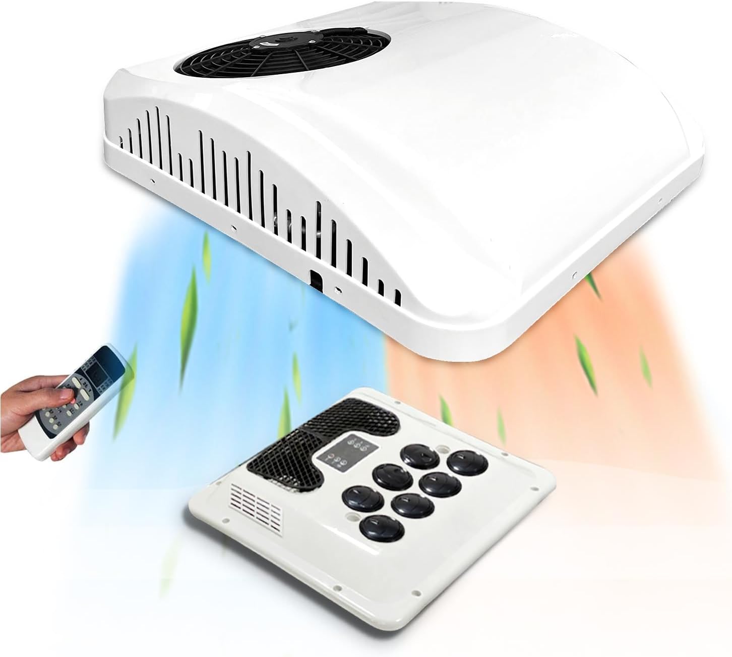 Treeligo 12V 10000BTU RV Rooftop Air Conditioner, Ultra-Quiet Heating & Cooling DC AC Kit Fit for Motorhome, Truck, Campers, Campervan & Caravan