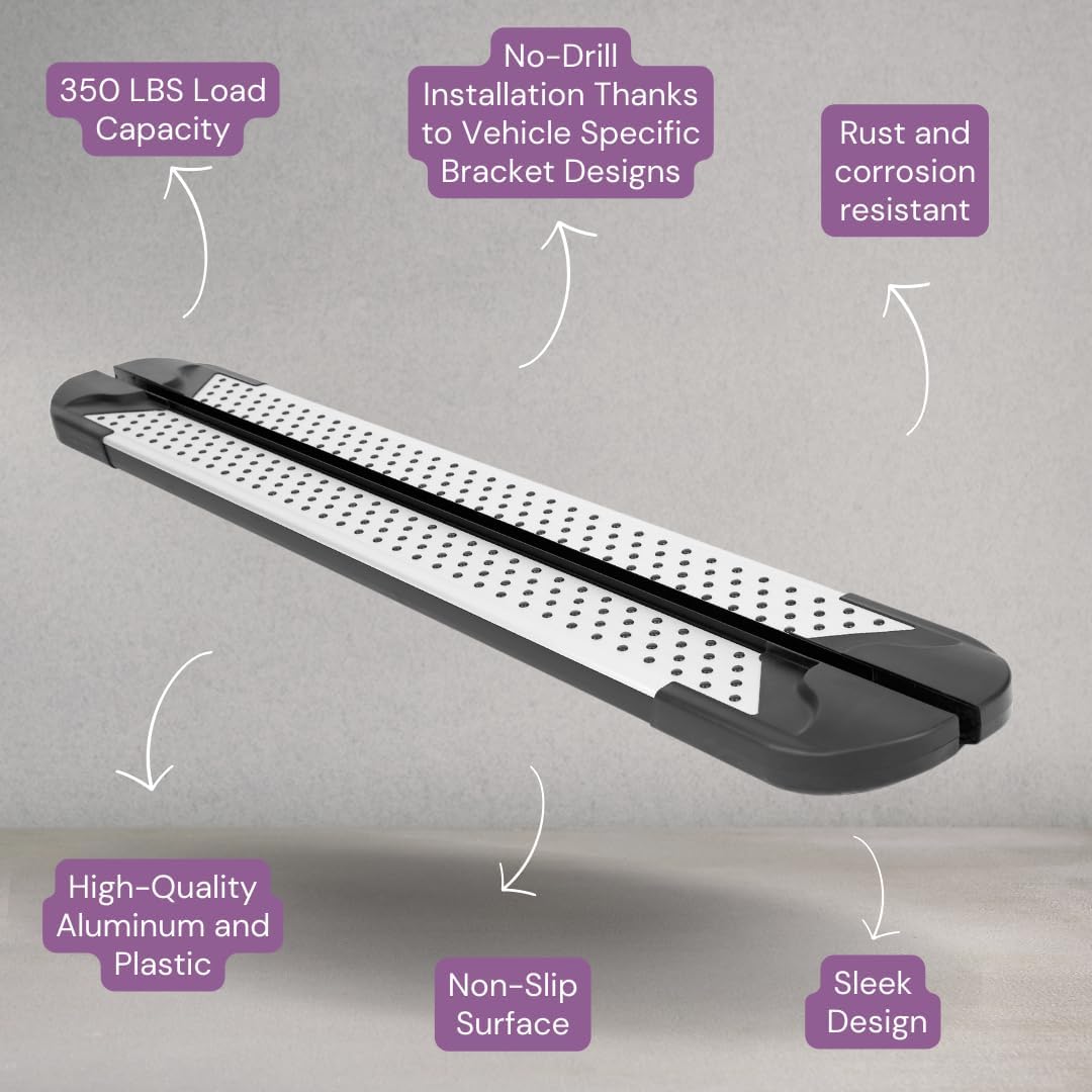 Erkul 5.2' Running Boards for Volvo XC 90 XC90 2016-2024 - 350 lb Heavy Duty Aluminum Wide Side Steps Nerf Bars, Premium Car Accessories | No-Drill Installation | Mounting Brackets Included - Silver