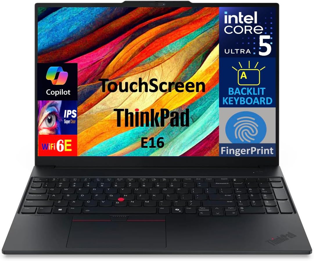 Lenovo ThinkPad E16 Gen 3 Business Laptop 16.0' Touchscreen WUXGA IPS 300 nits (Intel Ultra 5-225U 6-Core 2.00GHz, 16GB DDR5, 2TB PCIe SSD, Backlit KB, FP, Win11Pro) w/DKZ USB Port Expander