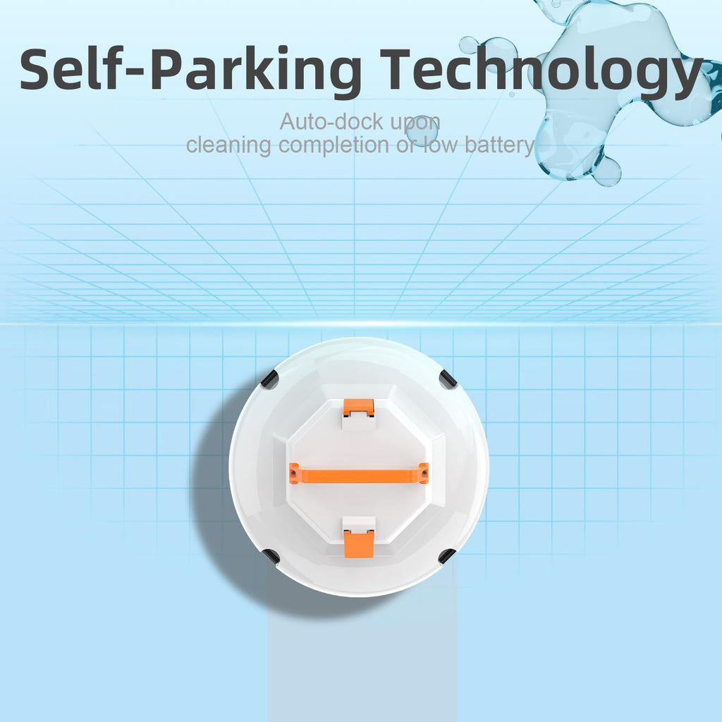 Robot Pool Vacuum for Above Ground Pool, Cordless Robotic Pool Cleaner Dual Motors, 130 Mins Runtime, Auto-Dock, Automatic Pool Vacuum Cleaner (White Orange)