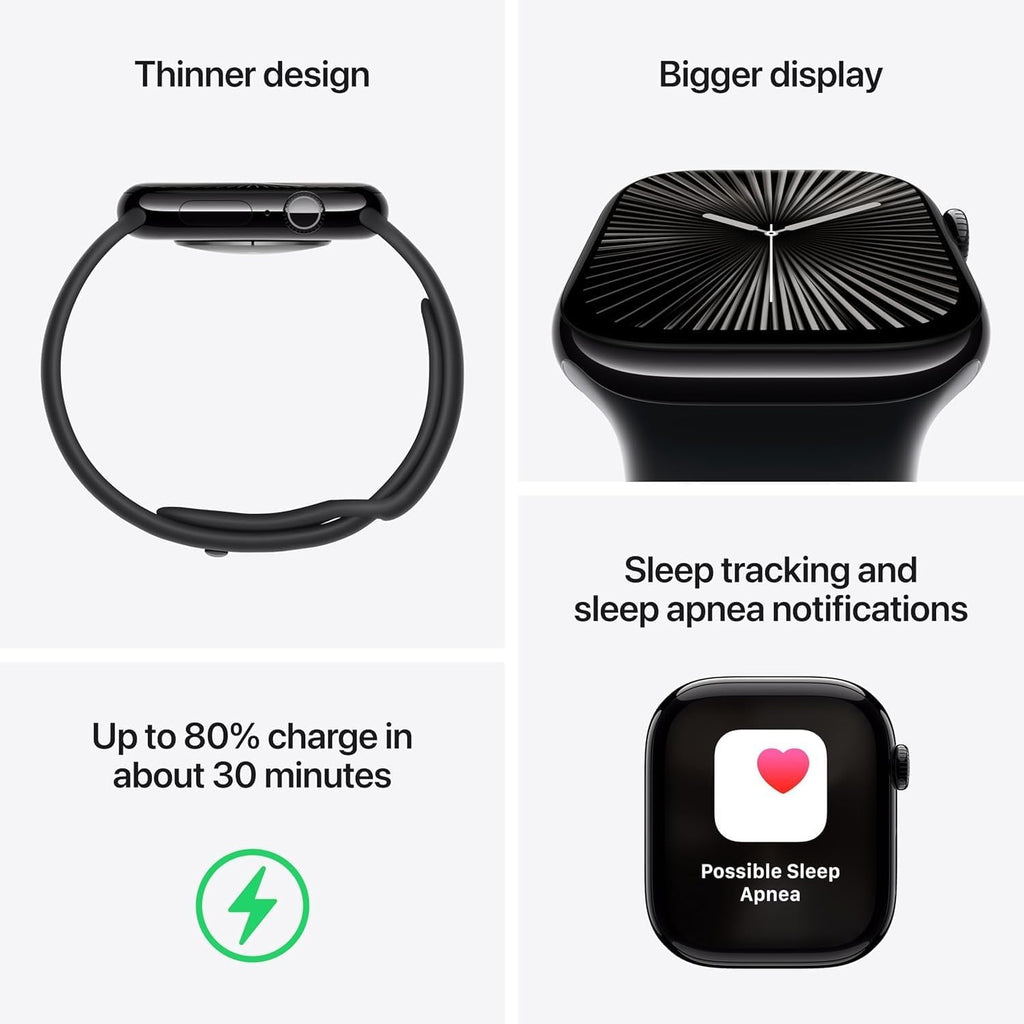 Apple Watch Series 10 [GPS, 46mm] - Rose Gold Aluminum Case with Plum Sport Loop, One Size (Renewed)
