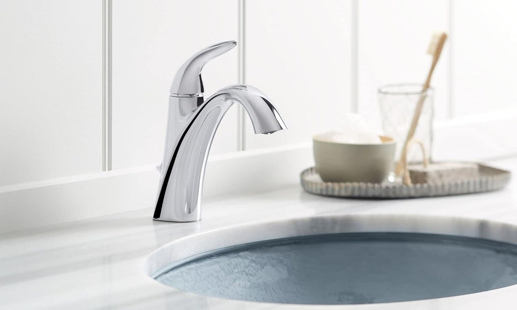 KOHLER Alteo K-45800-4-BN Single Handle Single Hole or Centerset Bathroom Faucet with Metal Drain Assembly in Brushed Nickel