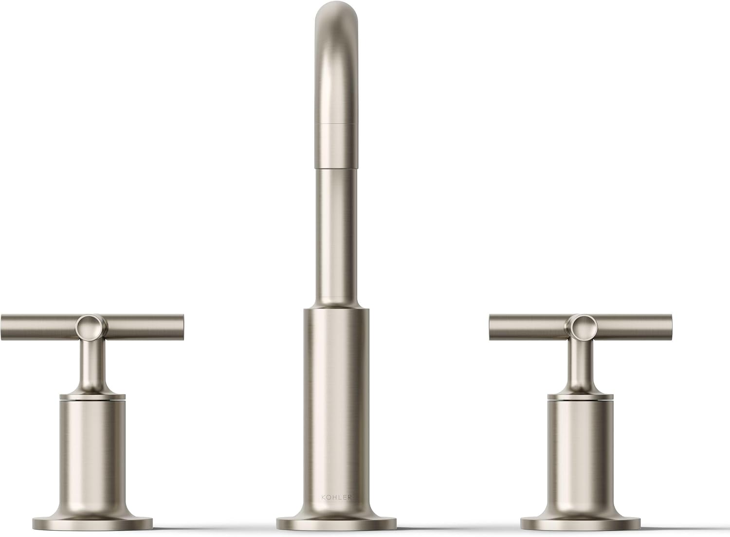 KOHLER K-14406-3-BN Purist® Widespread Bathroom Sink Faucet, Bathroom Faucets, 3-Hole with Low Cross Handles, 1.2 GPM, Vibrant Brushed Nickel