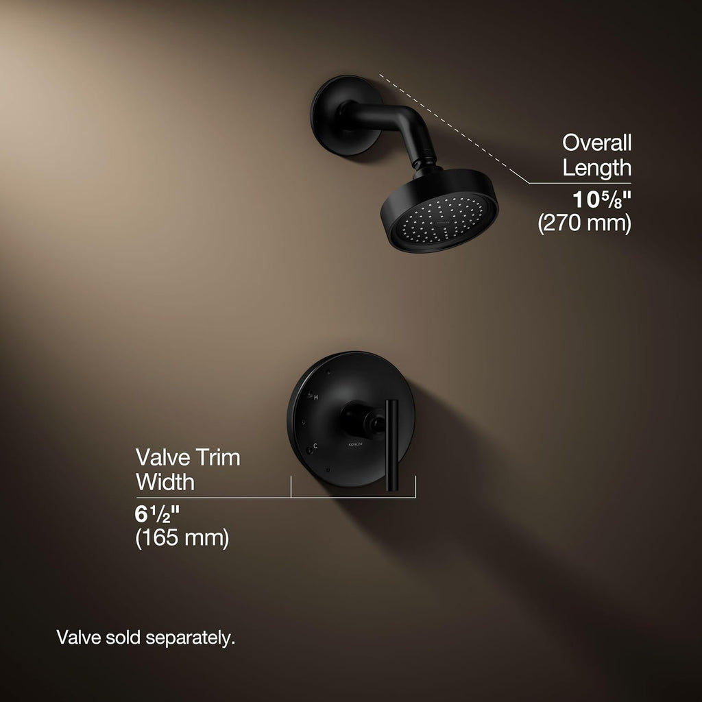 KOHLER K-TS14422-4-BL Purist Rite-Temp Shower Faucet Trim Kit with Lever Handle, Showerhead and Trim Set, 2.5 GPM, Matte Black