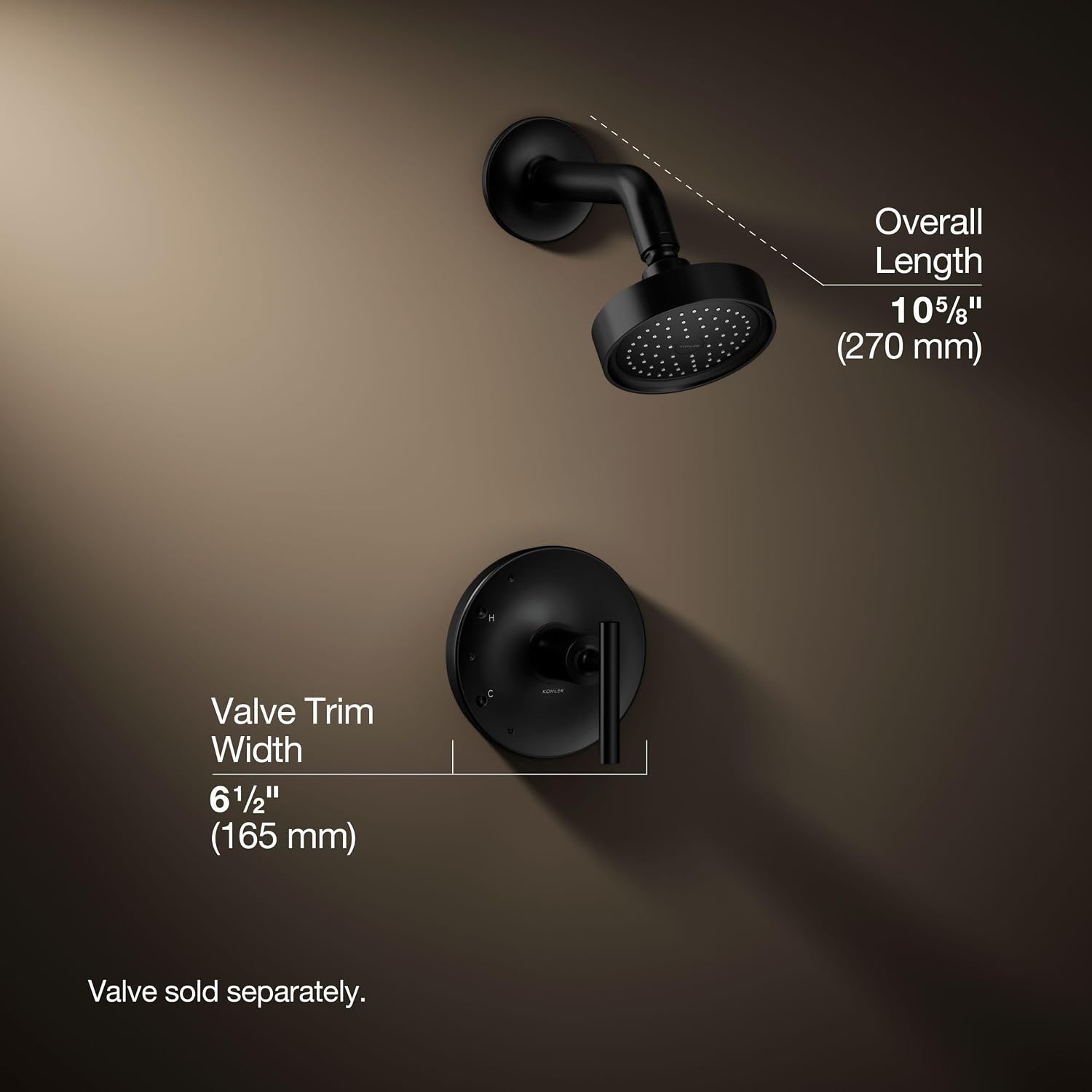 KOHLER K-TS14422-4-BL Purist Rite-Temp Shower Faucet Trim Kit with Lever Handle, Showerhead and Trim Set, 2.5 GPM, Matte Black