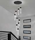 9-Lights Modern Crystal Spiral Chandelier for Staircase High Ceiling Chandeliers Bubble Pendant Lighting Hanging Light Fixture Flush Mount for Foyer Entryway