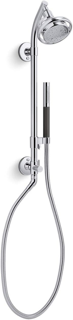KOHLER 45906-BN HydroRail-S Shower Column, Shower Column for Fixed Showerhead, Adds Handshower Functionality, Vibrant Brushed Nickel