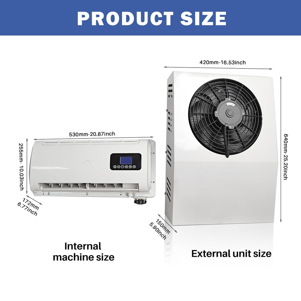 24V dc Truck Camper Van Air Conditioner 10000BTU Universal 24 Volt Electric RV Automotive Split Air Conditioning ac Unit for semi trucks RV Motorhome Crane Tractor (White - Metal Shell)