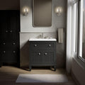 Kohler Hearthaven 30 Inch Bathroom Vanity Cabinet with White Single Sink and Quartz Top, Modern Bathroom Vanity, Slate Gray, K-33536-ASB-1WX