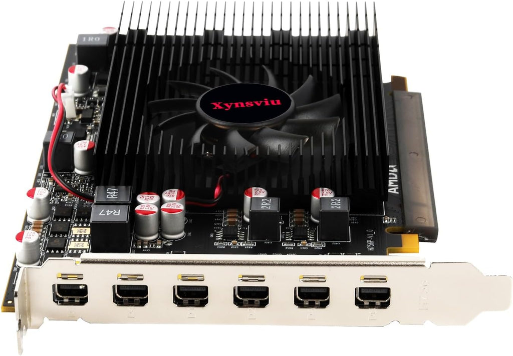 Radeon R7 350 Mini 6DP 4GB GDDR5 Graphics Card, 6 Monitor Mini Display 6 Port Outputs Computer Video Card，tarjeta gráfica (mini6DP 4G to HDMI)