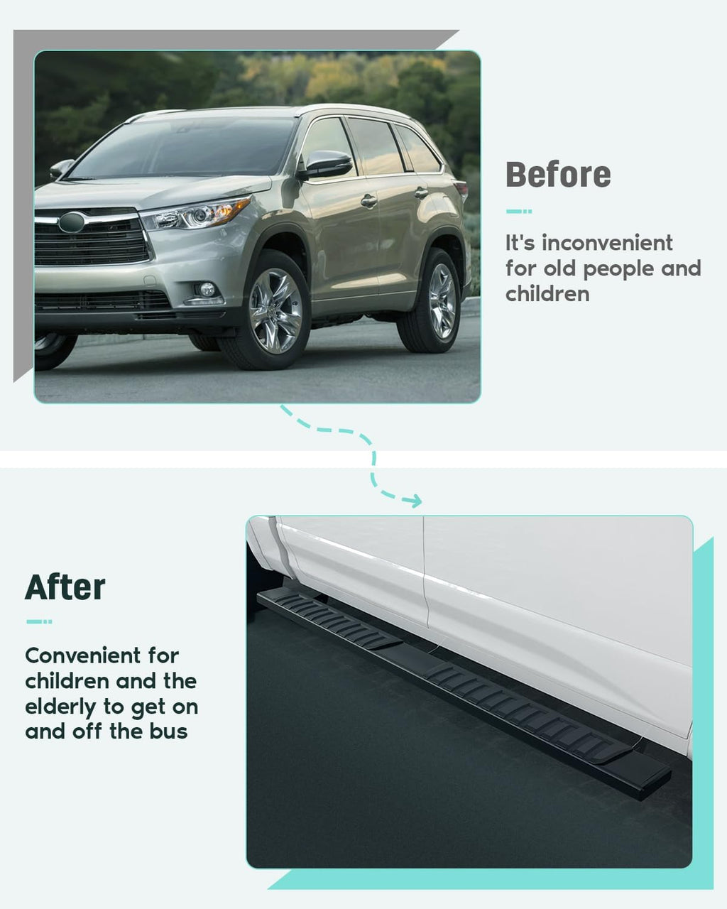 SCITOO 6.4 Inches Nerf Bar Running Board Fit for 2009-2014 for Ford for F-150 Super Crew Cab Aluminium Alloy Black Side Step