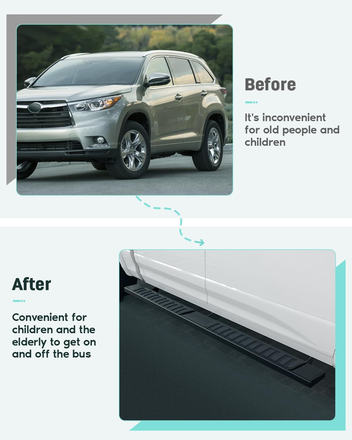SCITOO 6.4 Inches Nerf Bar Running Board Fit for 2009-2014 for Ford for F-150 Super Crew Cab Aluminium Alloy Black Side Step