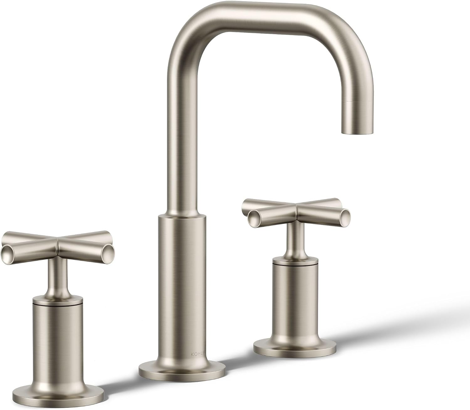 KOHLER K-14406-3-BN Purist® Widespread Bathroom Sink Faucet, Bathroom Faucets, 3-Hole with Low Cross Handles, 1.2 GPM, Vibrant Brushed Nickel
